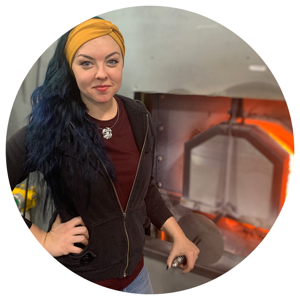 Cat Burns in the hot shop