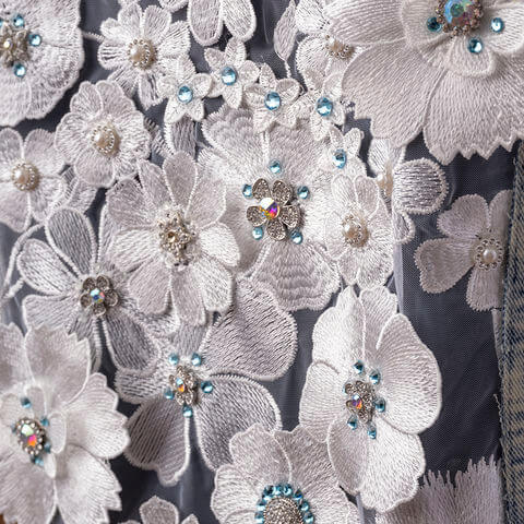POPPY あさぎーにょ SILVER FLOWER DENIM JACKET Silver flower denim jacket – POPPY